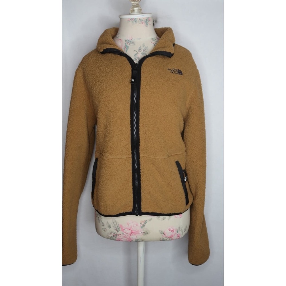 The North Face Dunraven Sherpa Jacket Brown Womens Medium Full Zip Fleece EUC